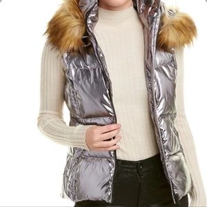 S13 Snowcat Faux Fur Trim Down Quilted Vest Size M